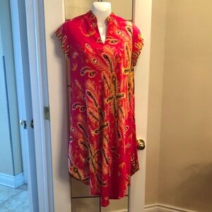Red Peacock Feather Print Dress